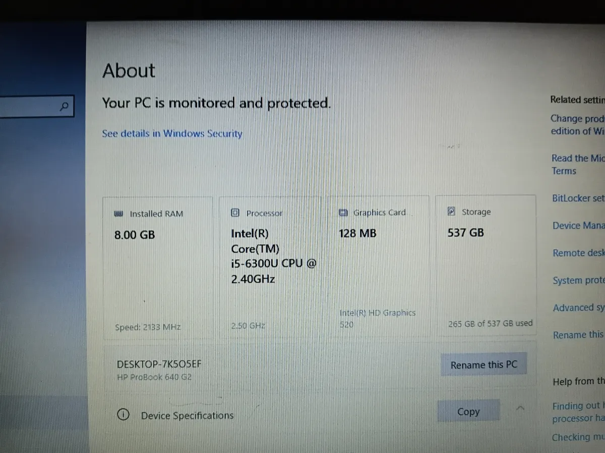 HP ProBook 640 G2 6th Gen i5 8GB RAM 256GB SSD and 320GB HDD