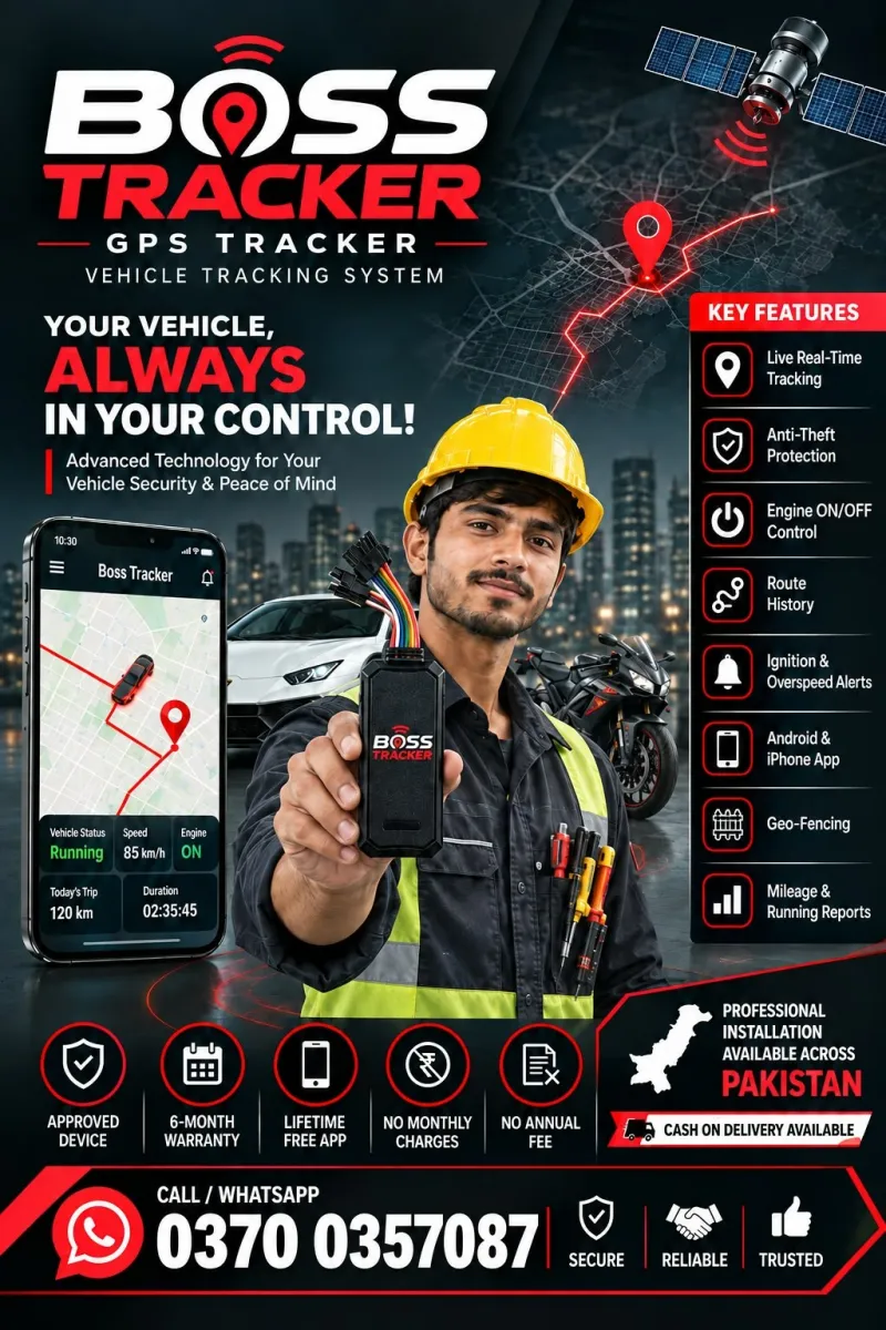 Boss GPS Vehicle Tracker with Engine Control, Karachi