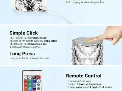 Rechargeable multi colour table lamp with remote control - photo 4