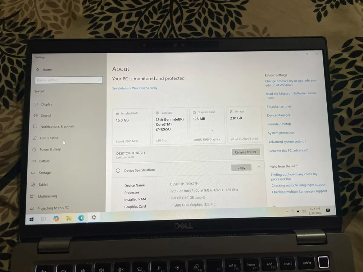 Dell Core i7 12th Gen Laptop, Islamabad