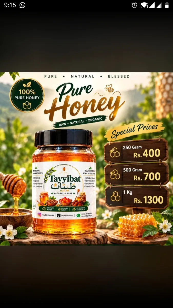 Pure Natural Honey 100% – Raw Organic Honey, 250g / 500g / 1kg