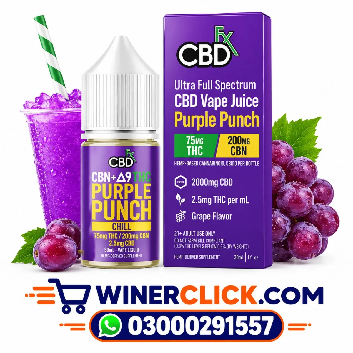 CBN + Delta-9 THC Vape Juice: Purple Punch In Hyderabad - 03000291557