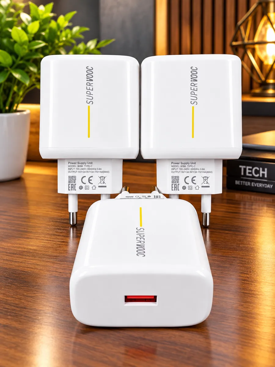 SuperVOOC 65W Fast Charger + Type-C Cable Combo – For Oppo, Realme & OnePlus