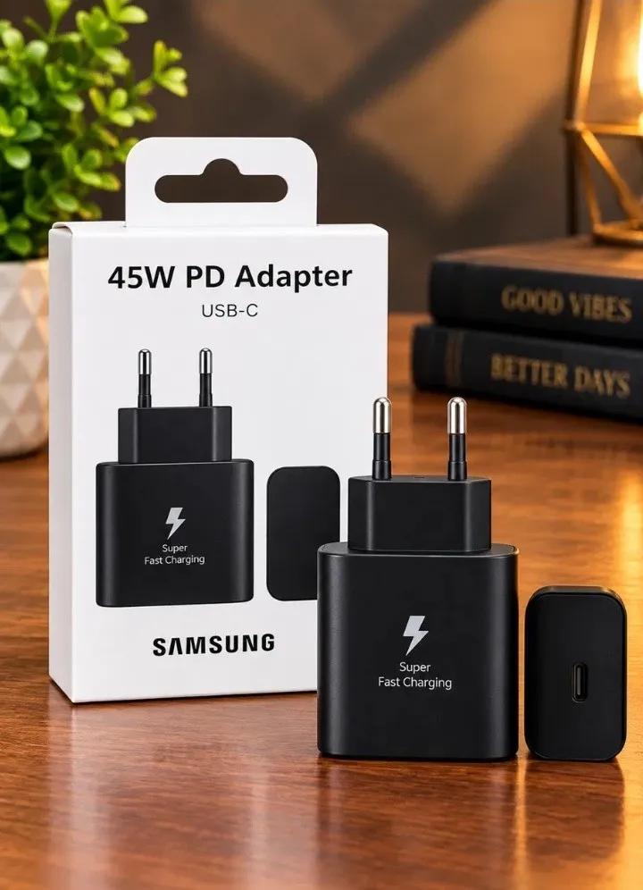 Samsung Original 45W USB-C PD Super Fast Charging Adapter (Black)