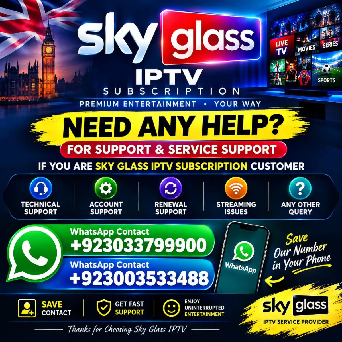 Sky glass iptv Provider UK