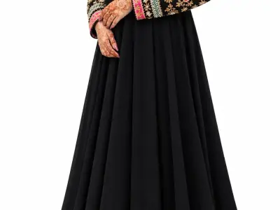 Black embroidered HANDWORK LONG frock