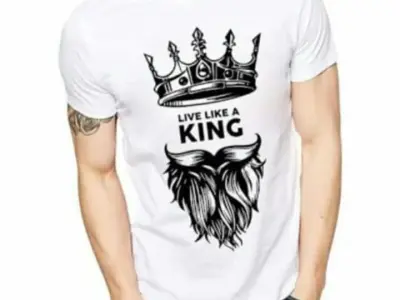 Man's " Live Like a King " Best Printing 2 Pcs Track Suit White And Black - photo 2