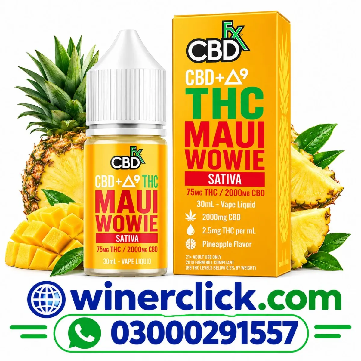 Delta-9 THC + CBD Vape Juice: Maui Wowie (Sativa) In Karachi - 03000291557