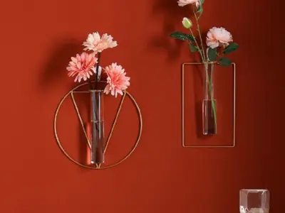 Golden Metal Vases Set of 2 for Home Decor - photo 1