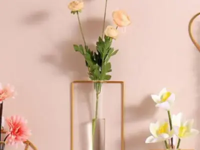 Golden Metal Vases Set of 2 for Home Decor - photo 5