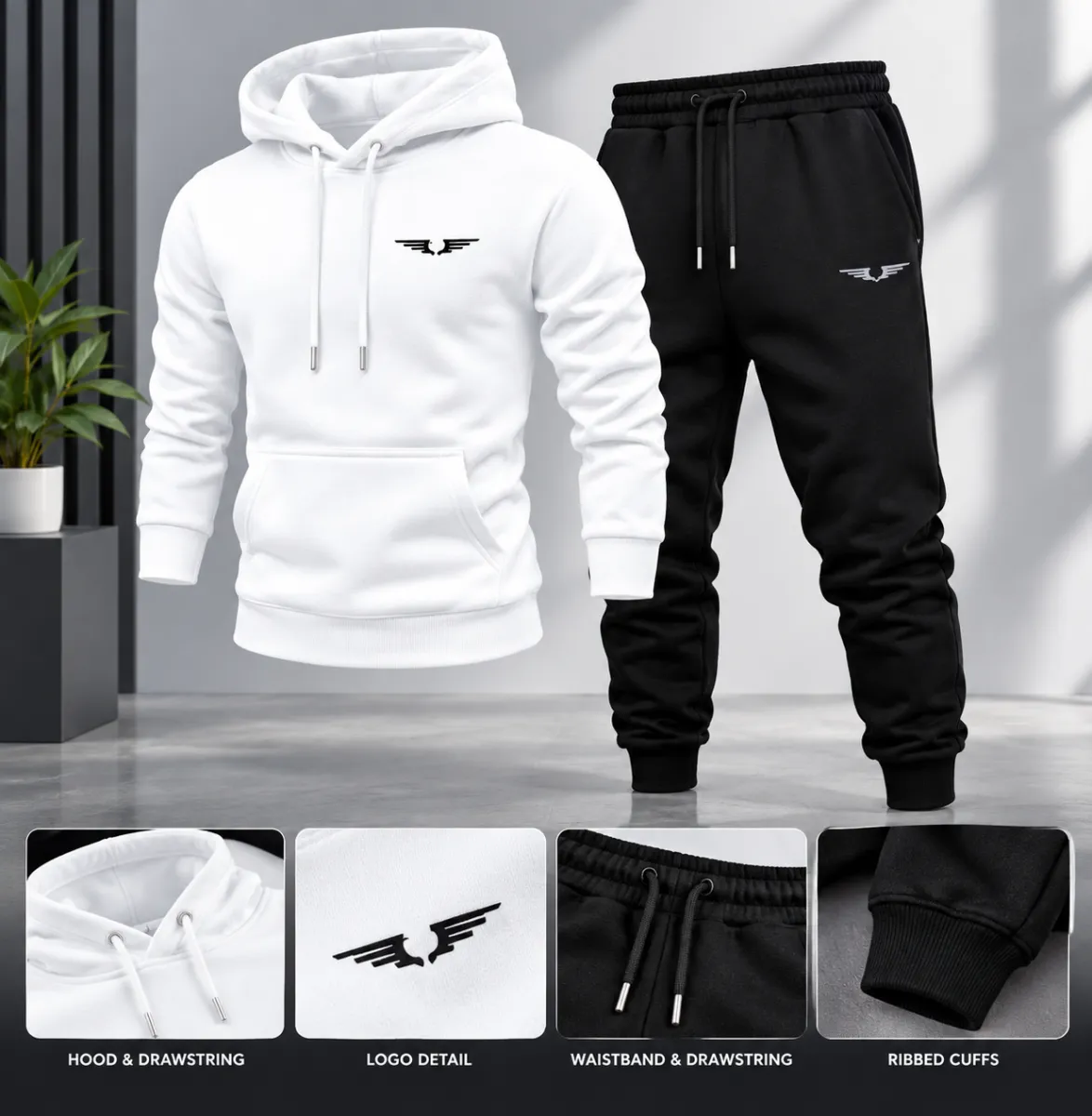 2 pcs Men's Fleece Printed Tracksuit