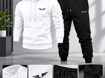 2 pcs Men's Fleece Printed Tracksuit - photo 1