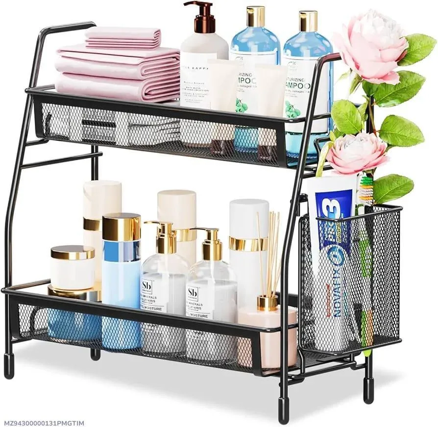 Black metal bath room storage pack