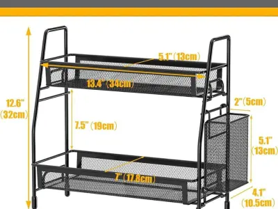 Black metal bath room storage pack - photo 3