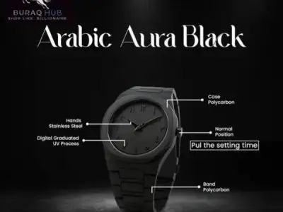 Arabic aura black watch for men