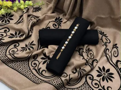 Brosha 3D velvet Pashmina shawl with dhanak shirt and trouser - photo 2