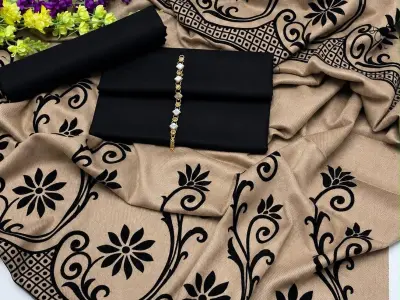 Brosha 3D velvet Pashmina shawl with dhanak shirt and trouser - photo 3