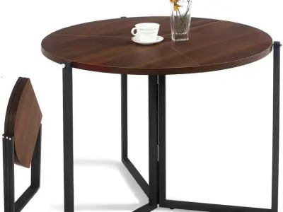 Nesting table brown wood foldable from home and office