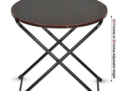 Foldable wooden coffee table black metal frame