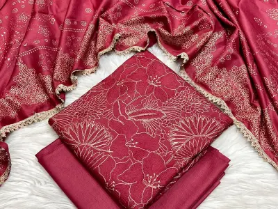 Bareez Dhanak 3 PC Unstitched winter collection - photo 4