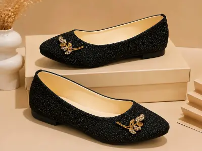 LADIES GLITTER PUMPS SHOES FOOTWEAR - photo 2