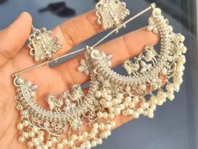 Silver Peacock Ear-Cuff Jhumka