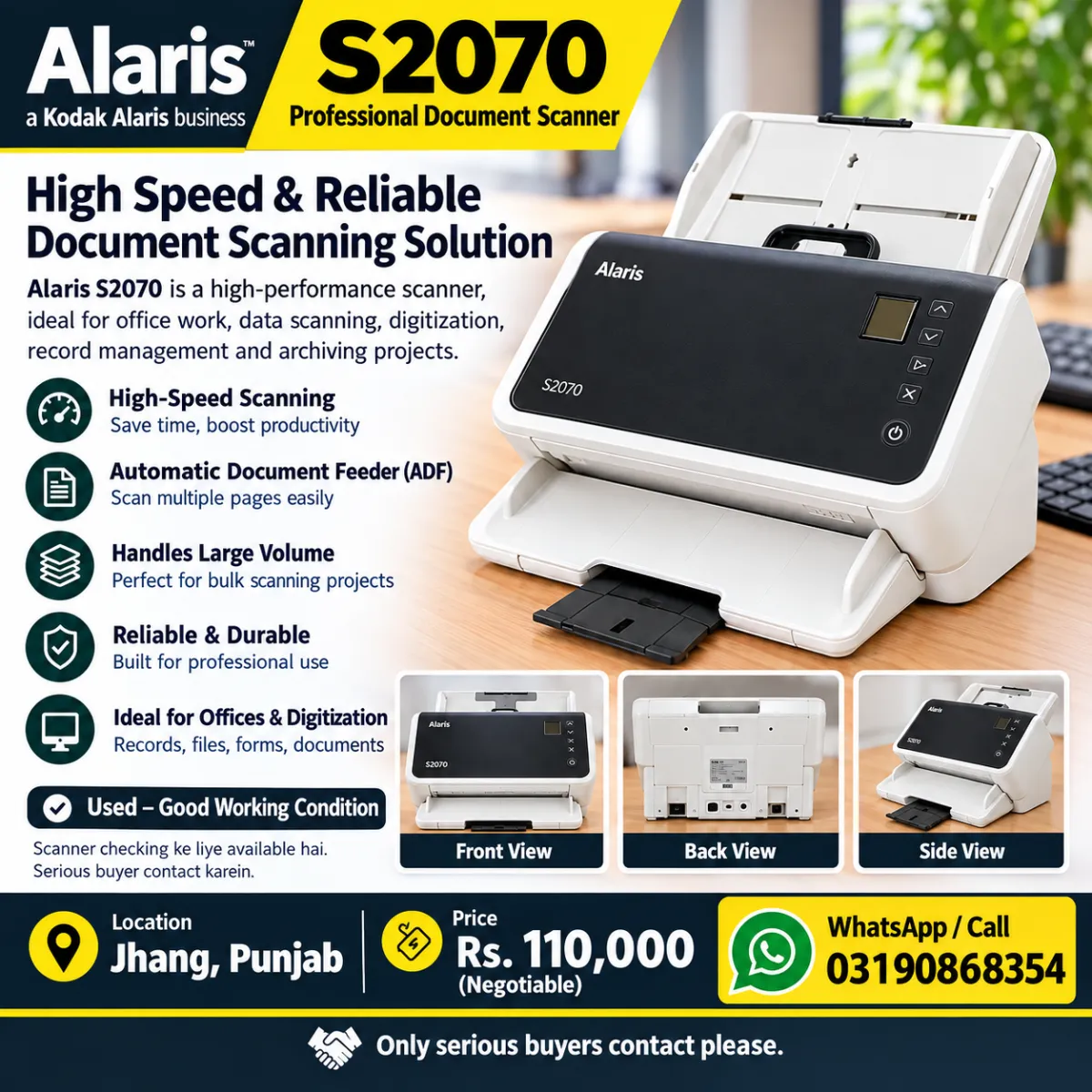 Alaris S2070 Professional Document Scanner