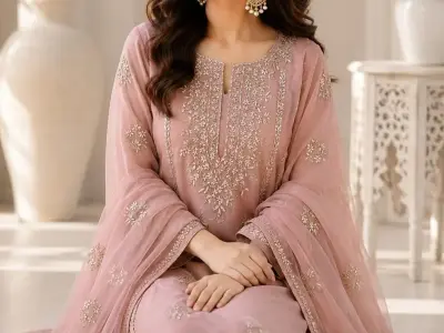 2 pcs women's Unstitched Gota work suit - photo 1