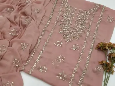 2 pcs women's Unstitched Gota work suit - photo 2
