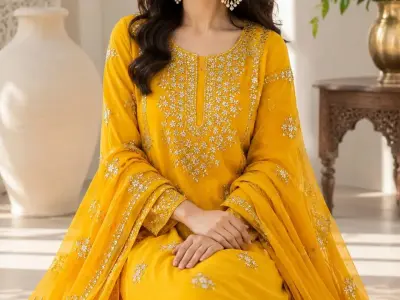 2 pcs women's Unstitched Gota work suit - photo 3