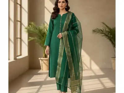 3 pcs women's Unstitched plain suit - photo 1