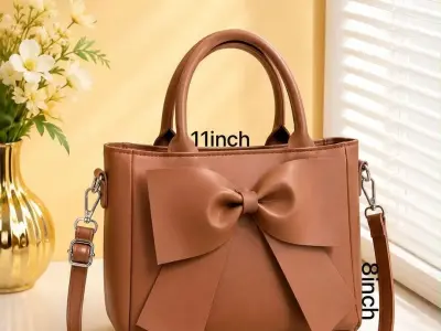 Women leather plain shoulder bag - photo 2