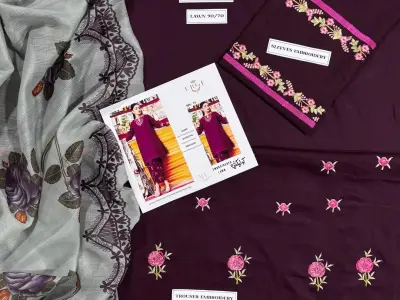3 piece woman unstiched suit - photo 2