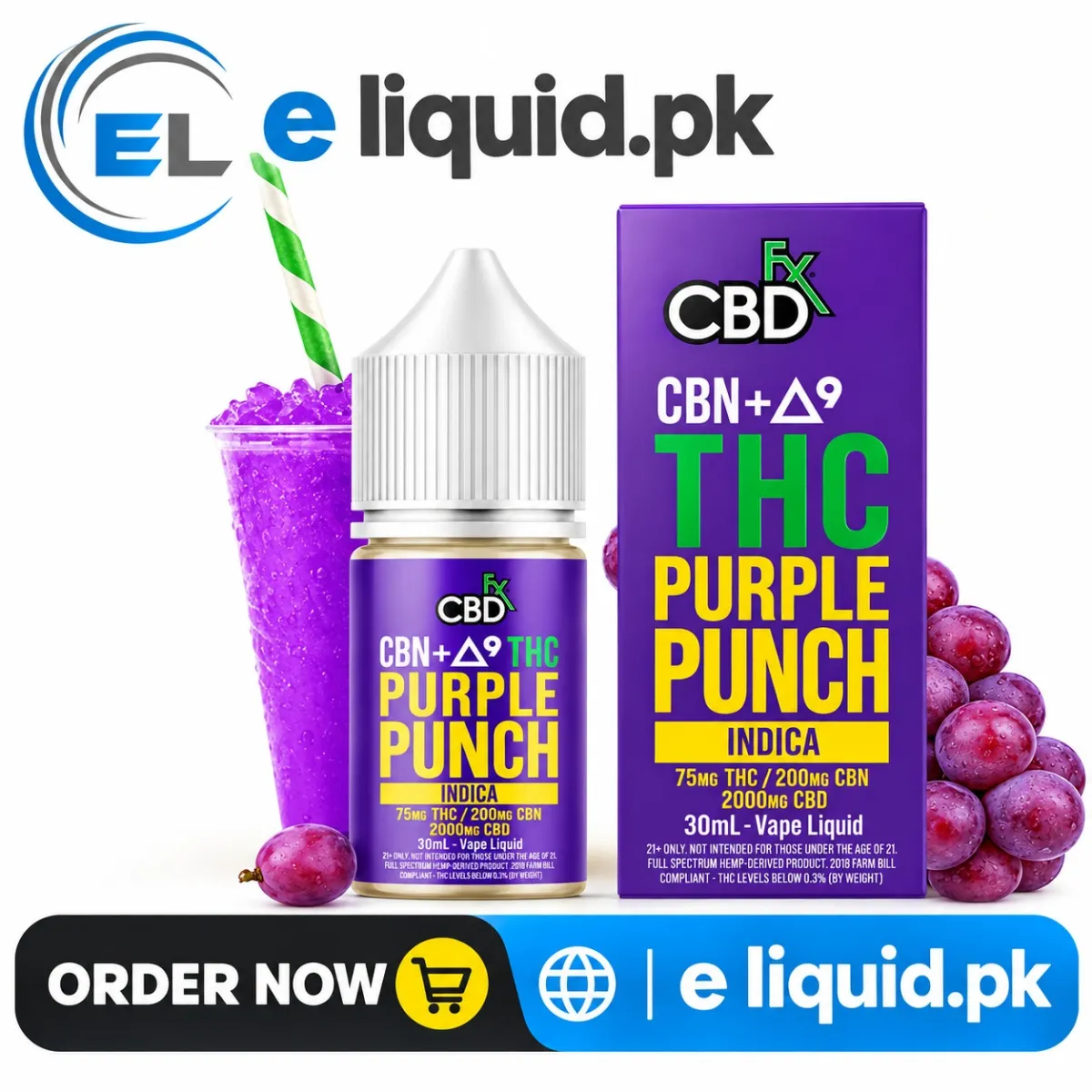 Delta-9 THC CBD Vape Juice Purple Punch (Indica) In Pakistan
