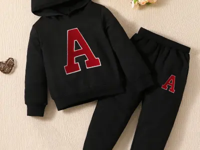 Kids hoodie sweat pants  set black red A design