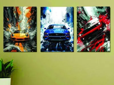 3 pcs Abstarct Art Home Decorated Wall Set Of 3 Frames - photo 3