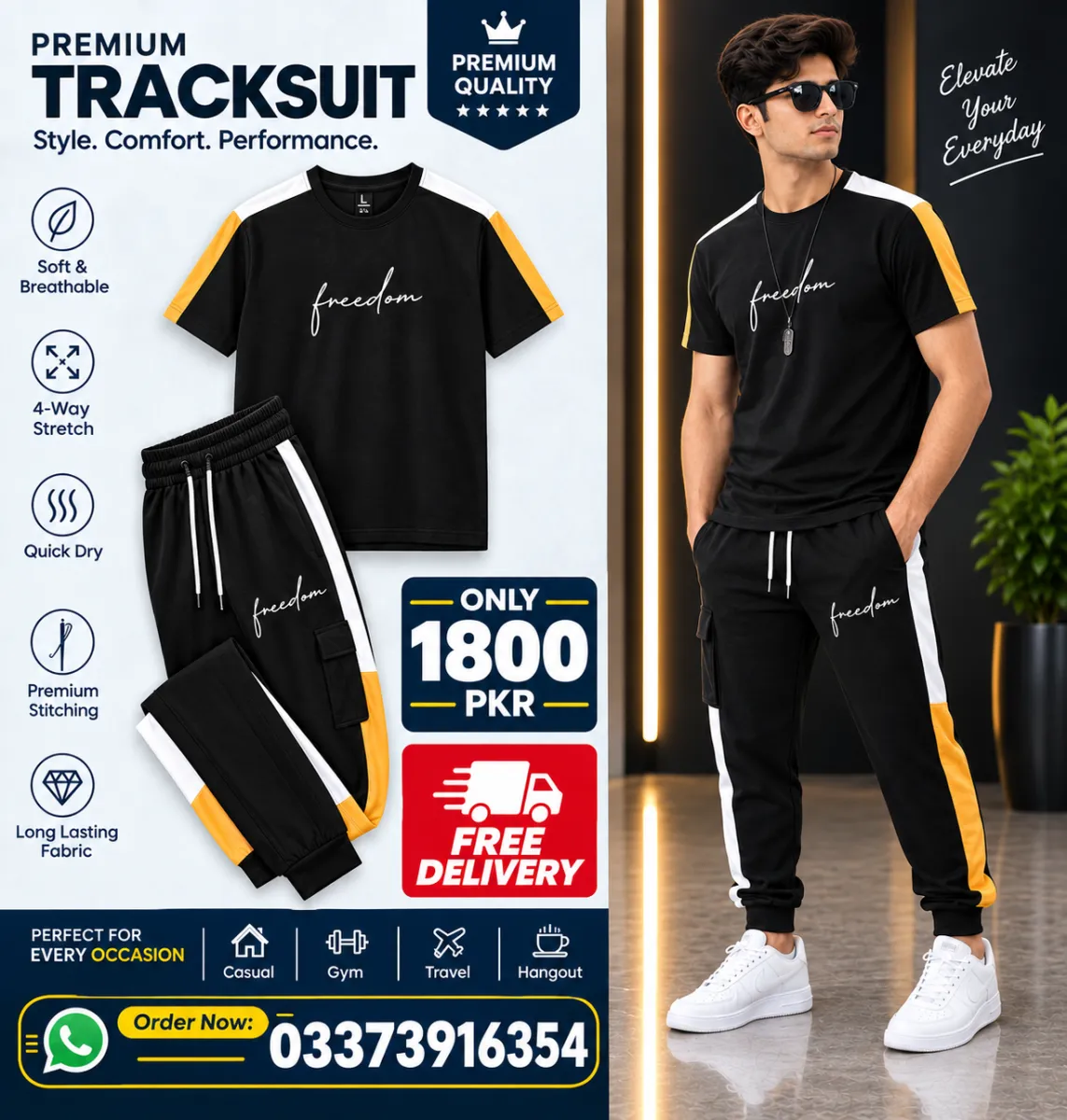 Men's Black Sweatpants Tracksuit