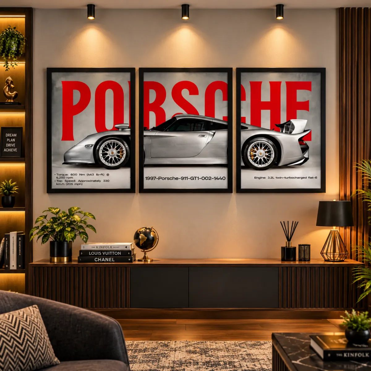 Porsche 911 Pink Luxury Sports Car Wall Art – Premium 3-Piece Poster Set 🚘🌸