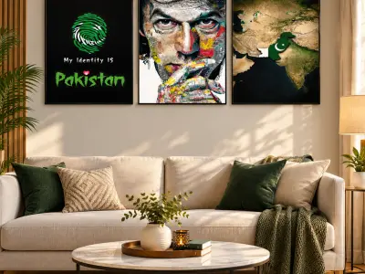 Luxury Pakistan Wall Art Frames – Modern Living Room Decorative Canvas Set of 3 - photo 1