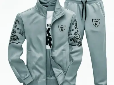 Men's Fleece Printed zipper Tracksuit - photo 2