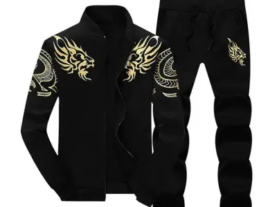 Men's Fleece Printed zipper Tracksuit - photo 4