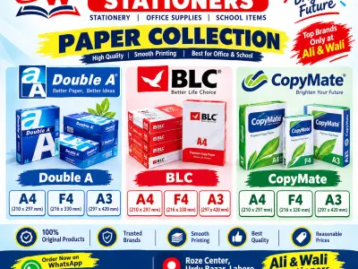 Photocopy Paper A4, F4 & A3 – Double A, BLC, Copymate | Lahore
