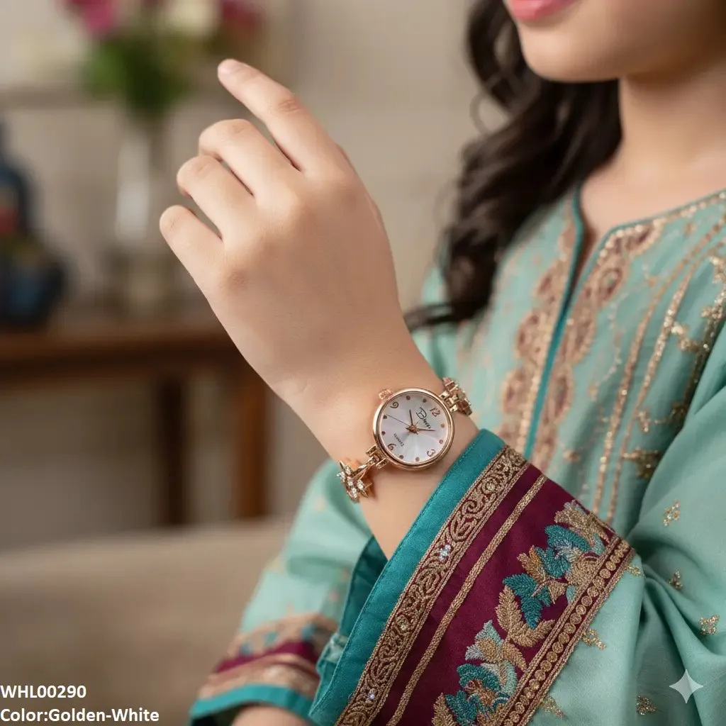Golden stainless steel chain Watch for Girls| Ladies Watches