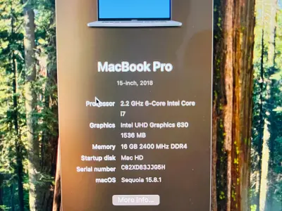 Apple MacBook Pro 15-inch 2018 | Core i7 | 16GB RAM | 256GB SSD - photo 2