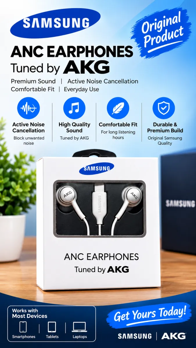 🎧 Original Samsung Type-C ANC Earphones – Tuned by AKG