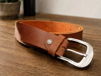 Premium Genuine Leather Brown Belt for Men | Classic Silver Buckle | Casual & Formal Wear - photo 3
