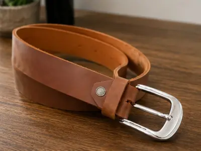 Premium Genuine Leather Brown Belt for Men | Classic Silver Buckle | Casual & Formal Wear - photo 4