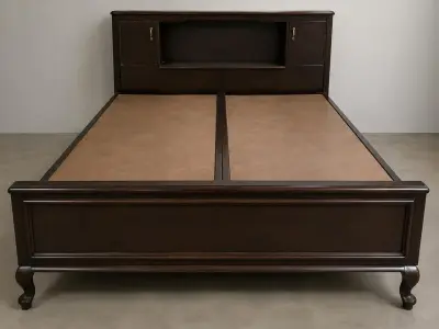 Royal Luxury Wooden Double Bed with Side Tables | Dark Brown Finish - photo 1
