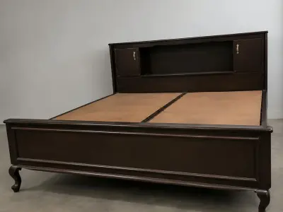Royal Luxury Wooden Double Bed with Side Tables | Dark Brown Finish - photo 3