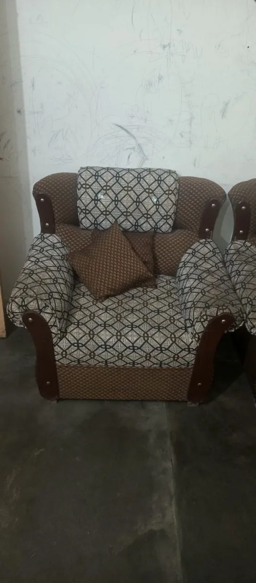 Wooden sofas with cushions